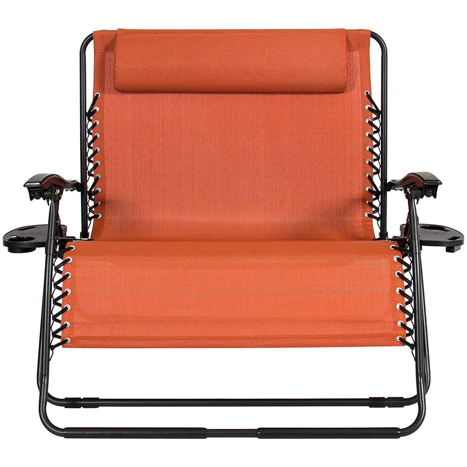 2-persona Doppia Larghezza Pieghevole Gravità Zero Sedia Patio Lounger w/Supporti di Tazza