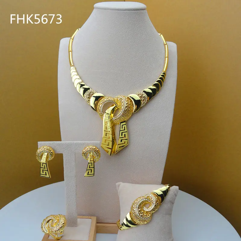 Yuminglai Kostüm Mode Dubai Schmuck Sets Braut Gold Überzogene Mode Schmuck Sets