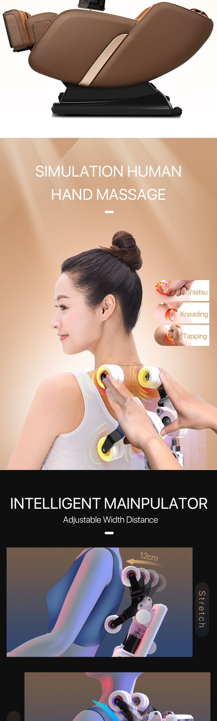 Jare S9 Wholesale Price 4D Zero Gravity Full Body Airbags Kneading Heating Back Vibration Hot Sales Recline Massage Chair