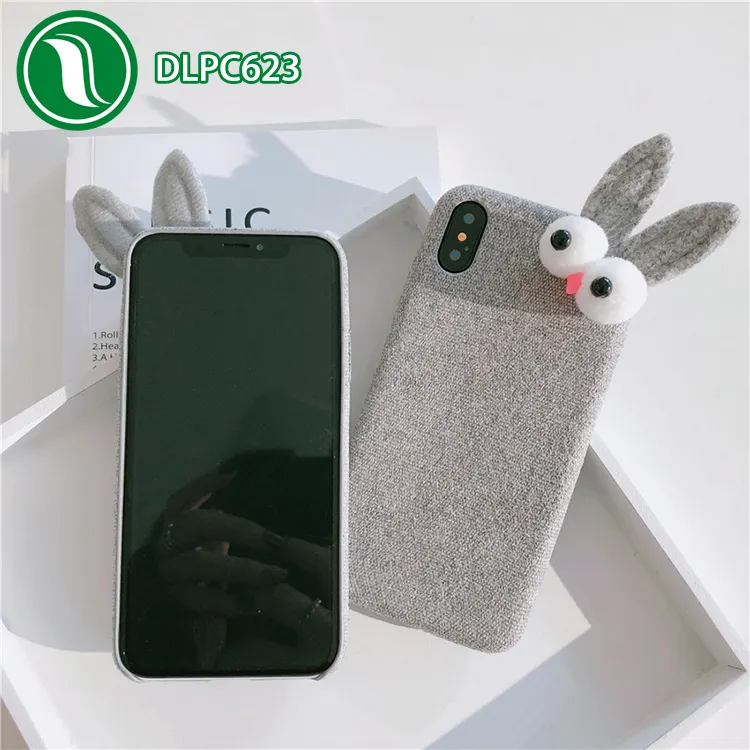 Coque de téléphone portable dessins animés, étui en tpu souple pour iphone x, design oreilles et yeux de lapin