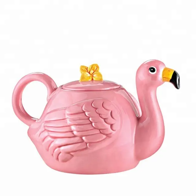 Bule de café de flamingo em rosa, bule para cozinha fofa e rosa