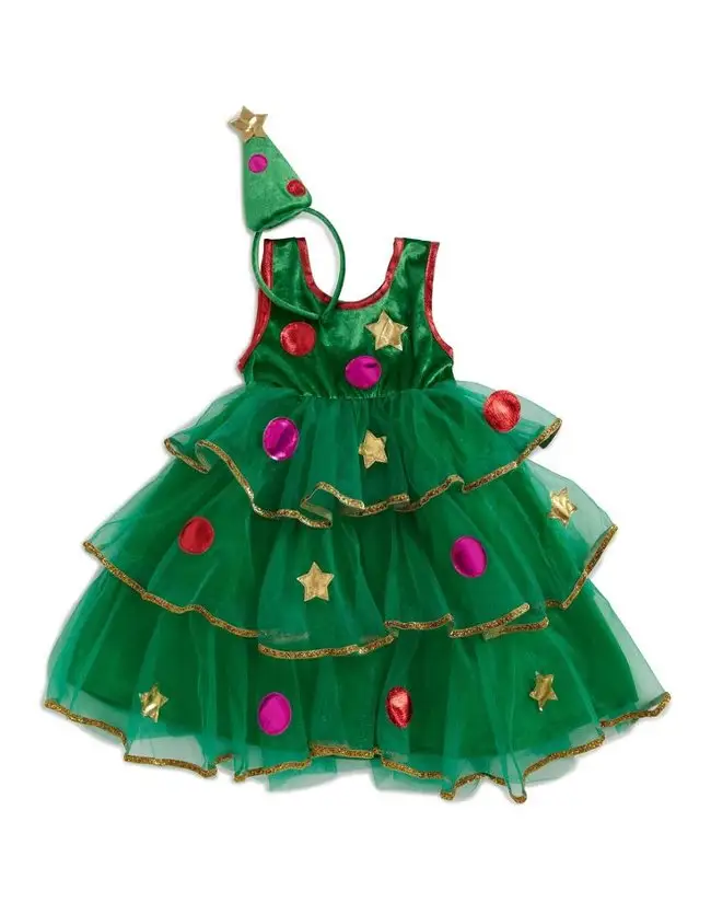 PGCC1625 robe de sapin de noël pour enfants, costume de scène fantaisie pour fête de noël