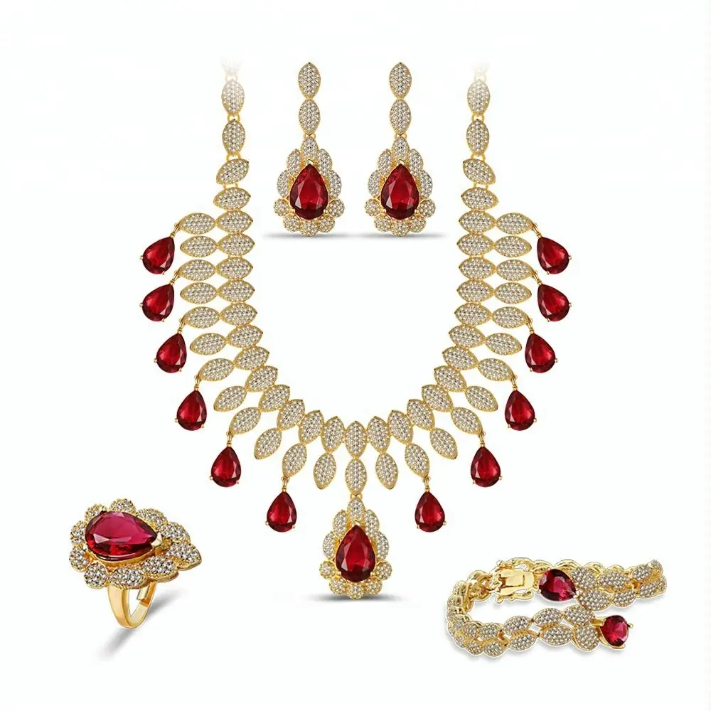 Fashion dubai wholesale costume african jewelry gold with stone jewelry sets