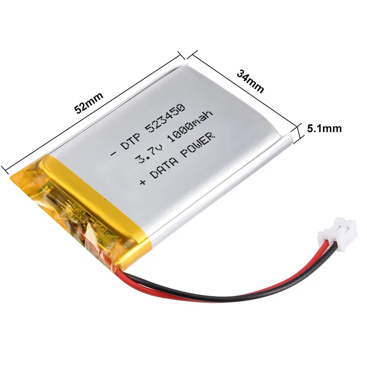 China Lipo Rechargeable Battery Pack 523450 2S 7.4v 1000mah Rechargeable Li-polymer Battery Pack