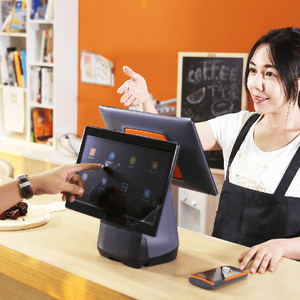 Banco de dinheiro de venda super mercado pos software t2 único 15.6 polegadas android 7.1 tela sensível ao toque integrada sistema pos