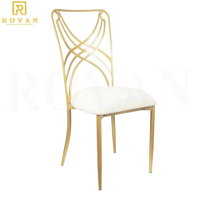 2019 नई डिजाइन थोक सोने धातु गिरगिट चेयर पार वापस स्टील शादी कुर्सी बिक्री के लिए