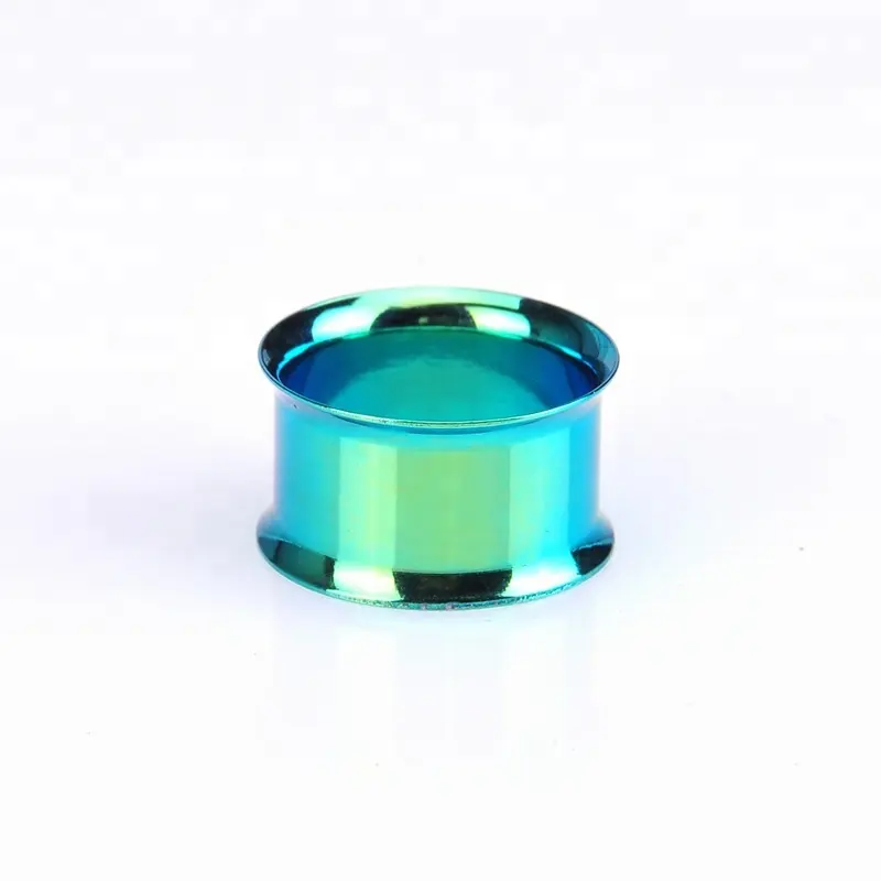 Anodized Blue Double Flared Ear Tunnels Gauges Plug Piercing