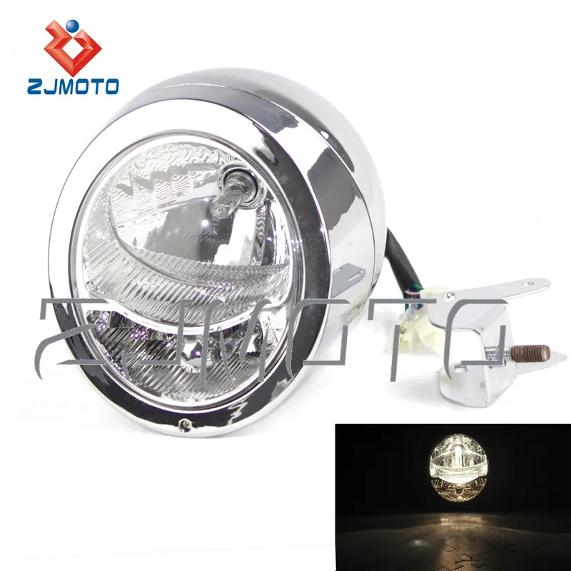 ZJMOTO دراجة نارية مصباح أشعة ABS مخصص كروم المصباح لهوندا VTX 1300 الرجعية الزهر
