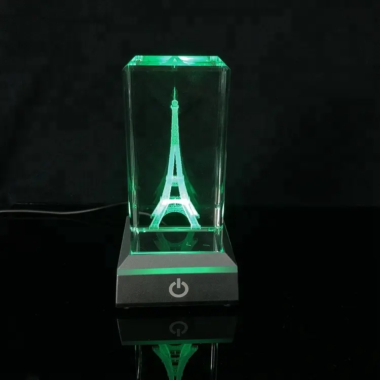 Honor of crystal-Torre Eiffel con grabado láser 3D, Cubo de cristal K9, artesanía de cristal, decoración del hogar, ornamento, regalo de cumpleaños, accesorios de decoración