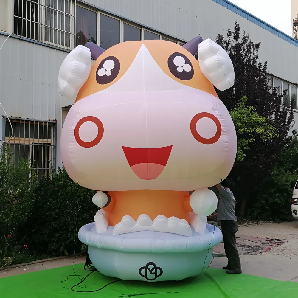 Logo printing inflatable cow with bathtub inflatable Cow promote displayer