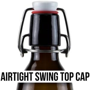 1000ml 1 Liter Amber Swing Rop Glass Beer Bottle With Stainless Steel Wire and Plastic Top and <strong>Red</strong> Gaskets
