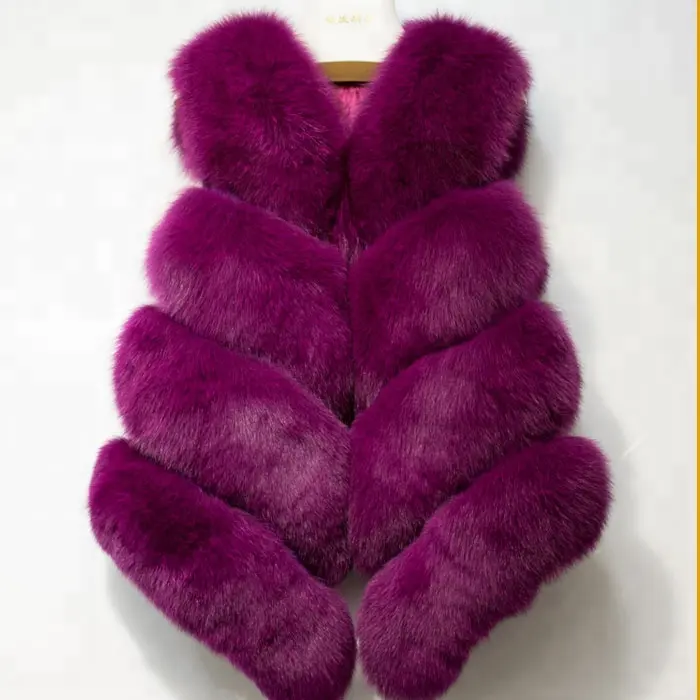 Chaleco Popular de piel de zorro para mujer, chaleco de piel auténtica con cintura para mujer de invierno