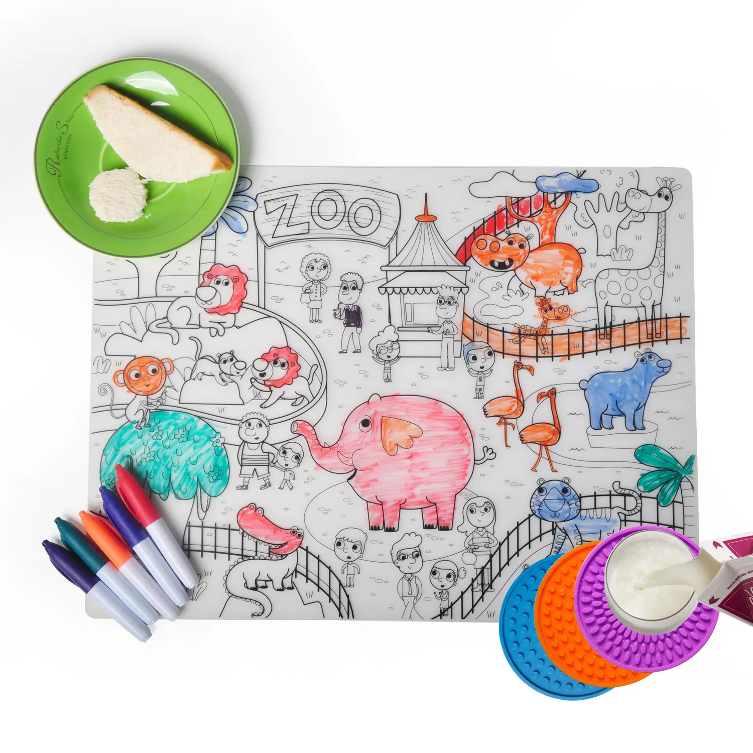 Tapete de silicone para bebês, tapete de mesa lavável com desenho infantil, tapete personalizado para crianças, tapete e almofadas de silicone para o país