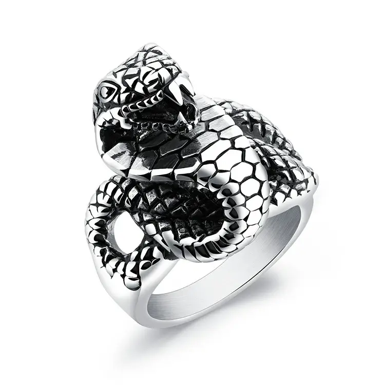 Мужское кольцо с головой змеи Marlary, винтажное ювелирное изделие из нержавеющей стали в готическом стиле, байкерское кольцо, оптовая продажа