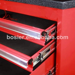 红色滚轮柜7抽屉钢制工具箱铁工具箱手推车，带粉末涂层，用于车库车间存储 - Product Image 5
