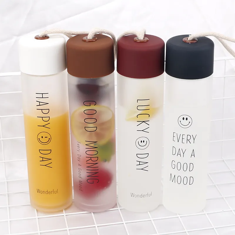 Frosted Bpa Free Sinh Thái Thân Thiện Luxury Phòng Tập Thể Dục Motivational Thể Thao Thủy Tinh Chai Nước Với Sting Nắp