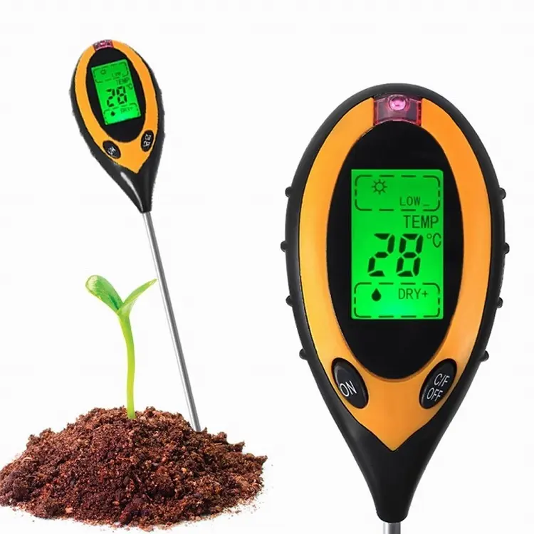 Testeur De sol 4 en 1 PH Mètre Numérique PH Mètre De Sol 4 en 1 Humidité D'eau de Jardinage Sol Machine D'essai avec Capteur Prob LCD