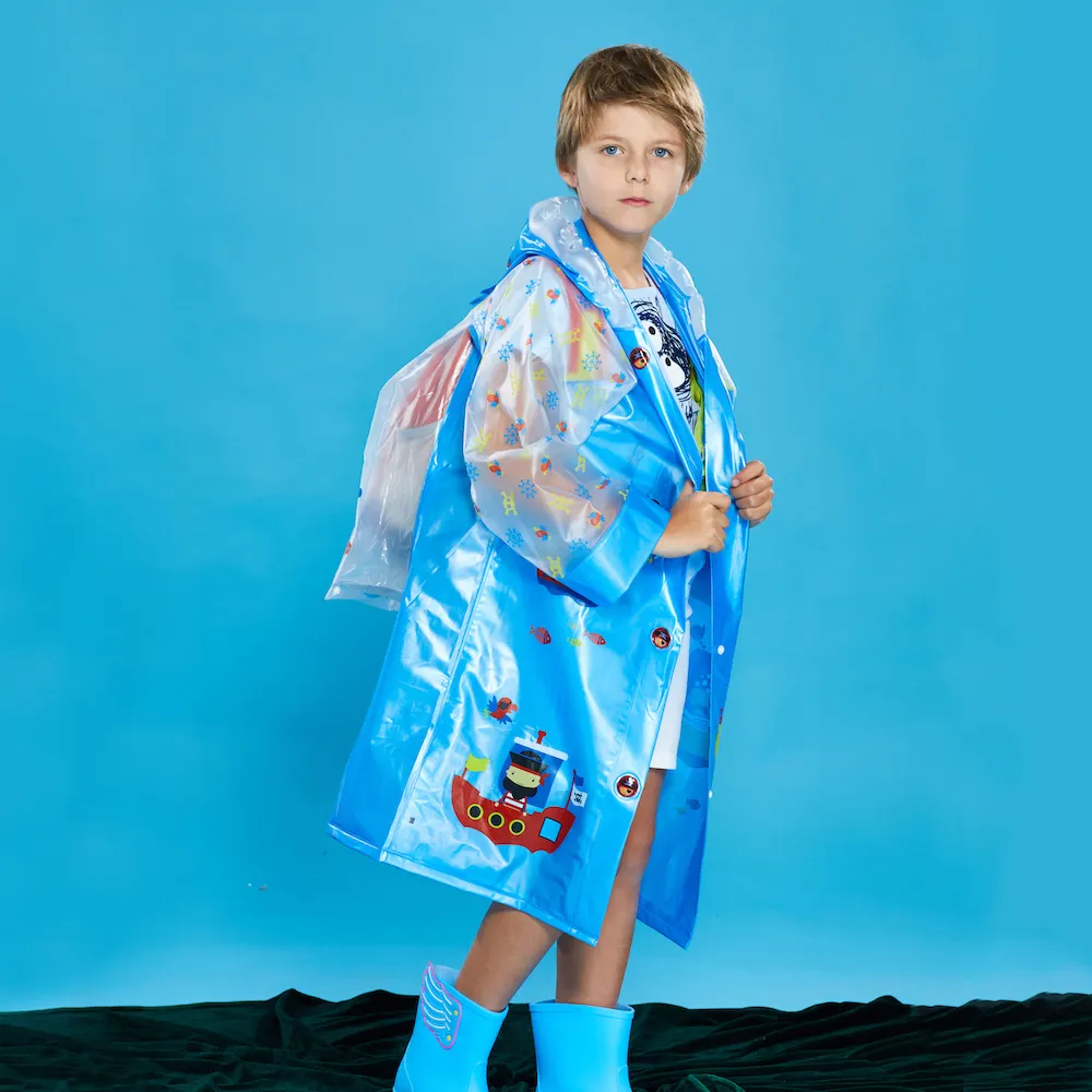 Tiempo lindo de escuela de espacio en la bolsa para estudiante niños chaqueta plegable caja de cartón transparente de los niños de plástico de PVC impermeable