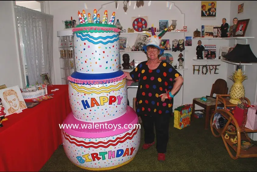 Gigante 6 ft. Torta di compleanno gonfiabile, gonfiabile torta di compleanno felice