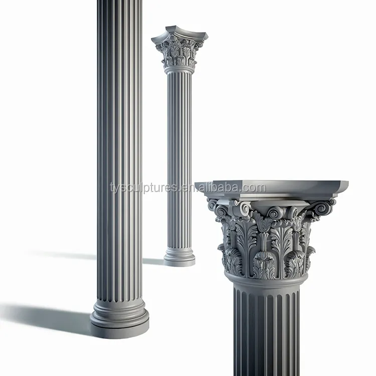 Pilares para decoração de casa, pedra clássica iônica estilo romano esculpida à mão, coluna de mármore, para construção ao ar livre