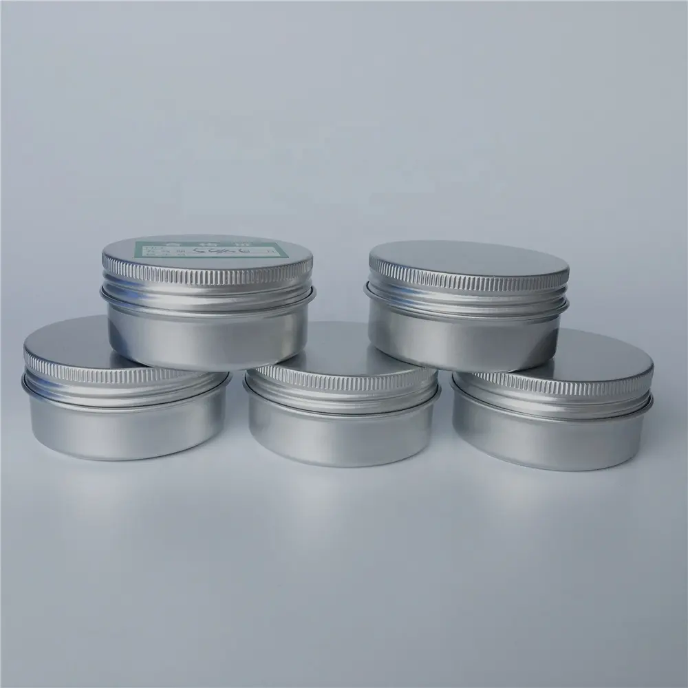 50ml Wholesale Small Round Silver Aluminum Tin Cosmetic Jar Candle Tin Box