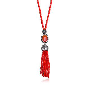 Fashionジュエリー天然石druzyペンダントビーズタッセルネックレス - Product Image 3