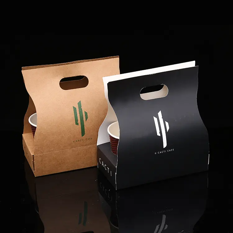 Suporte de copo descartável eco-amigável, suporte de copo de café para bebidas com 2 pacotes