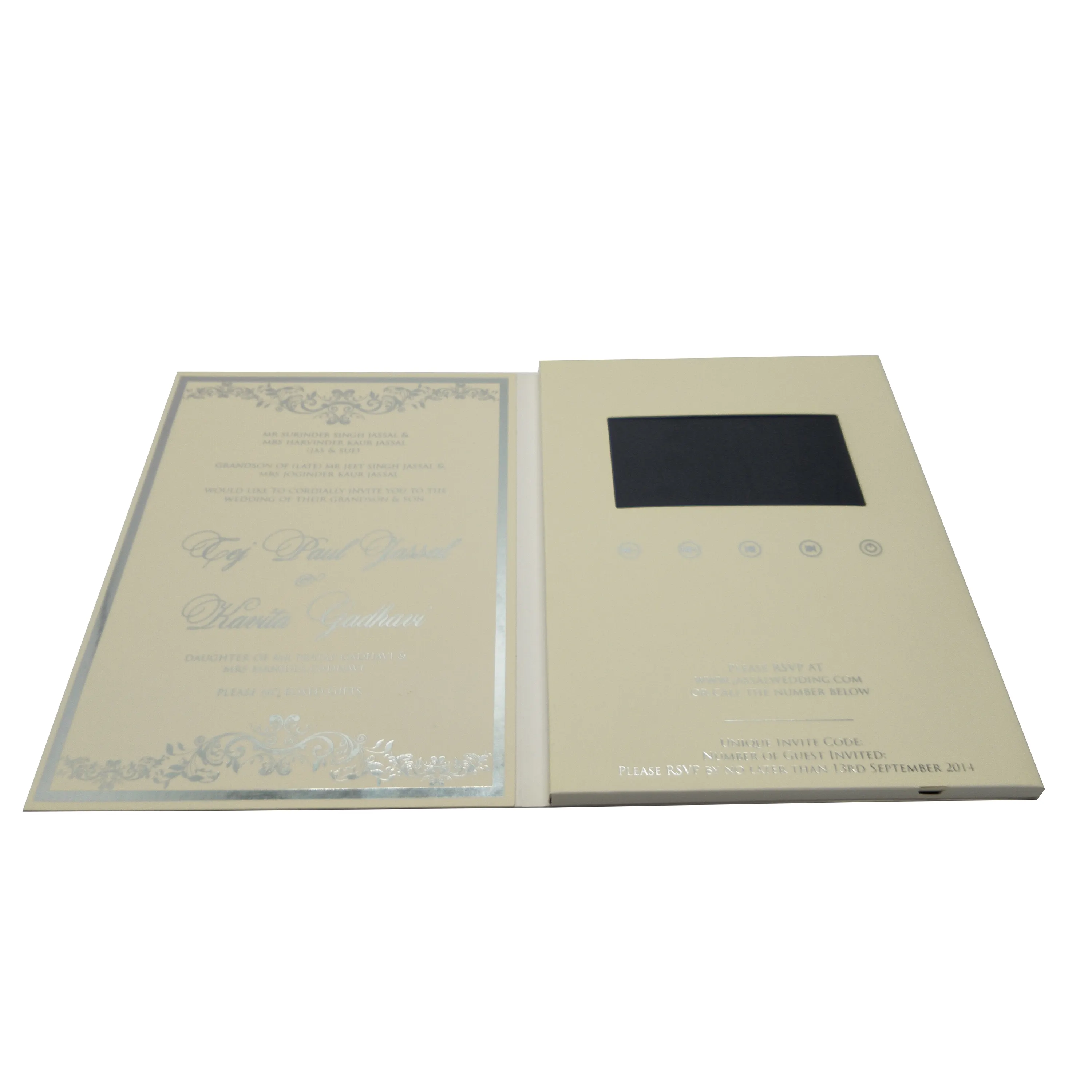 New Design Customised Paper Card Printing Lcd Screen 4.5 Inch Led Wedding Invitation Card