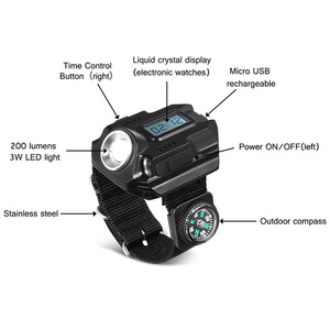 Taşınabilir XPE LED kol saati el feneri meşale ışık USB şarj taktik şarj edilebilir spor koşu aydınlatma - Product Image 3