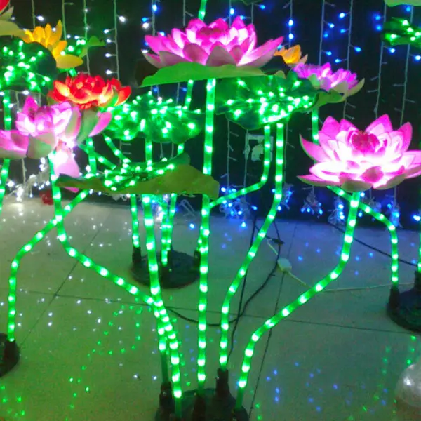 Lampe Led Lotus rgb, 60x80cm d70 cm, imperméable, éclairage de jardin, décoration de noël, extérieur, Simulation d'arbre