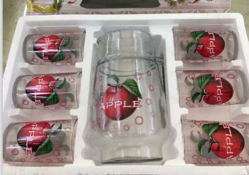 5PCS glass jug set/ water &juice jug set/glass pitcher with cup set glass water set