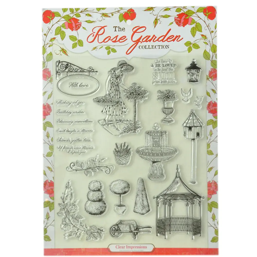 18pcs rose garden collection magazine promotionnel clair timbres personnalisés