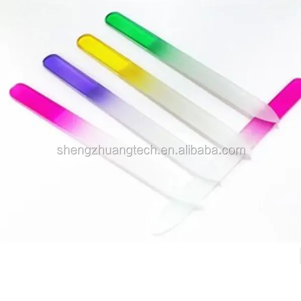 SZ020 fabbrica professionale all'ingrosso manicure pedicure manico lungo lima per unghie in vetro lavabile con 7 colori