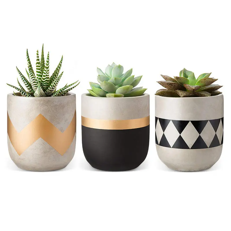 Cement Material Round Shape Concrete Plant Pot Concrete Flower Pot For Sale