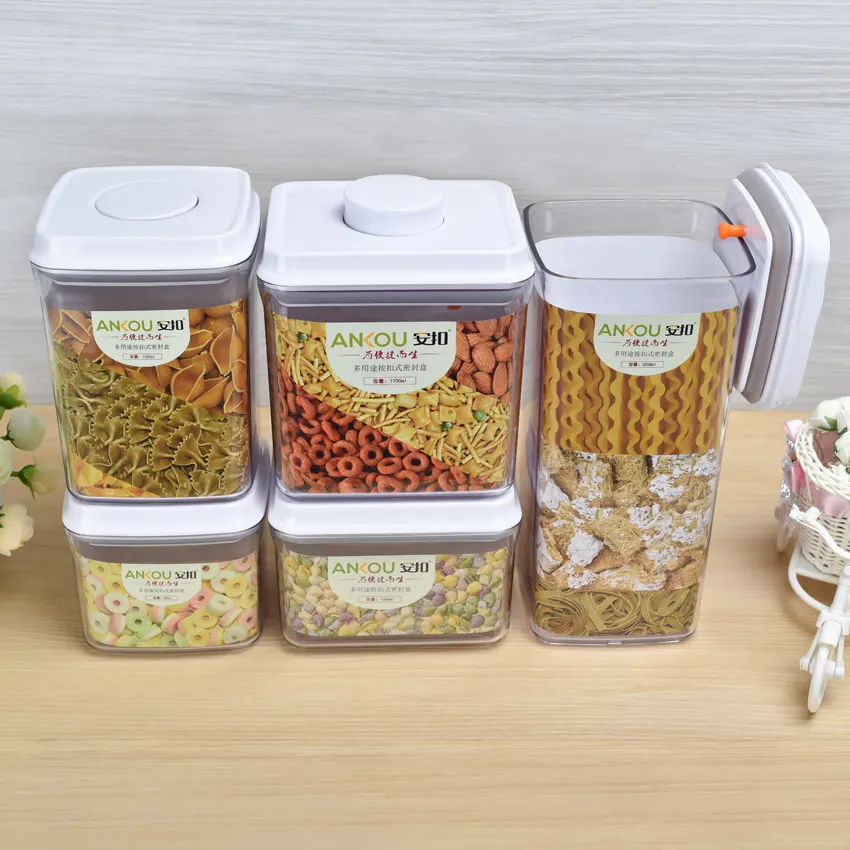 Microwavable dishwasher 5pcs set air tight plastic food container/ airtight cereal containers vacuum