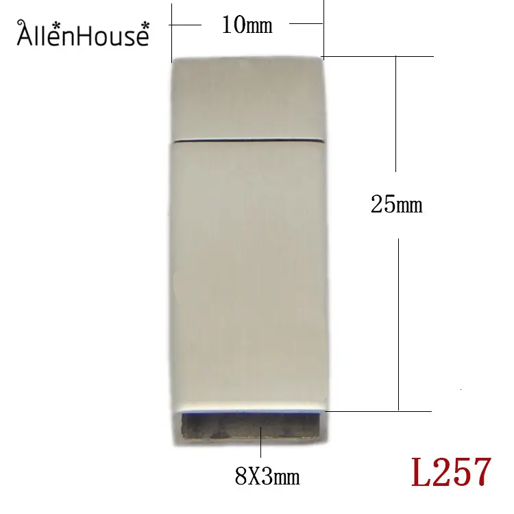 Ewelry-Conectores de acero inoxidable para cuero, cierre plano de Ype, 8x3mm