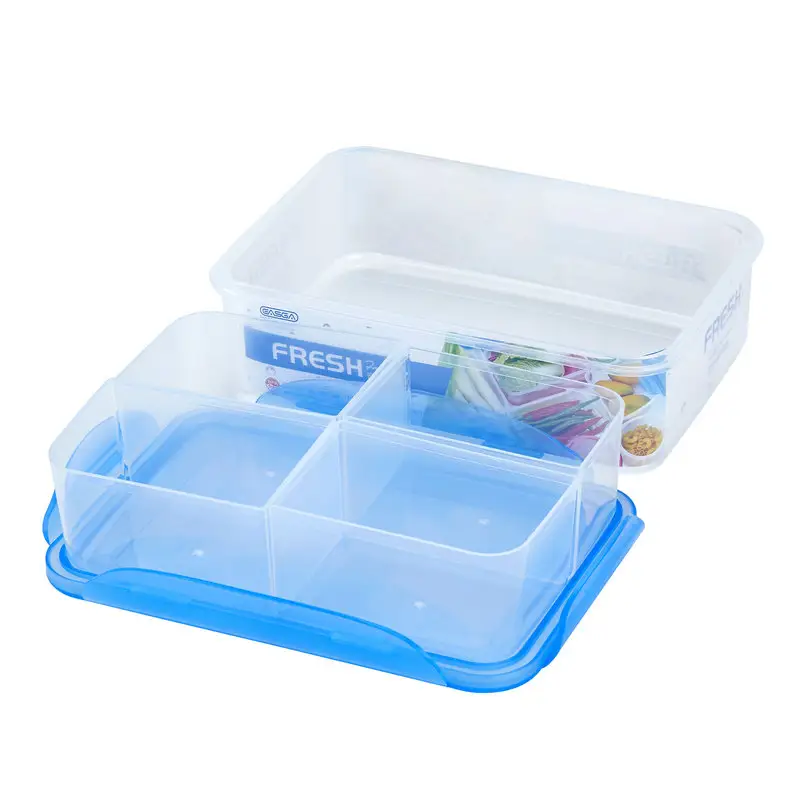 आयत 1500ml लंच बॉक्स BPA मुक्त प्लास्टिक खाद्य भंडारण कंटेनर पीपी 4 डिब्बे नाश्ता भंडारण कंटेनर