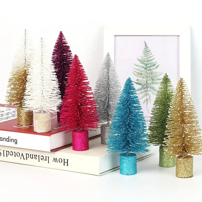 Goedkope Diy Party Decoraties Gemengd Formaat Kleine Dennen Kerstboom Kleurrijke Mini Bomen Voor Thuis Desktop Ornamenten Xmas Decor
