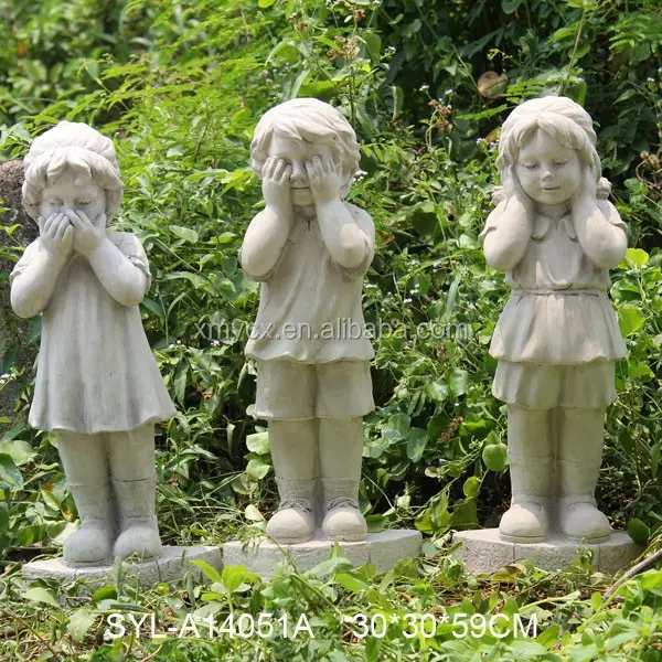 Escultura decorativa de Magnesia para jardín al aire libre, niño pequeño y Niña