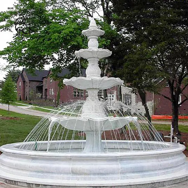 Grandi fontane di pietra naturale all'aperto della fontana di acqua di 3 livelli del giardino di marmo all'aperto da vendere MFL-128