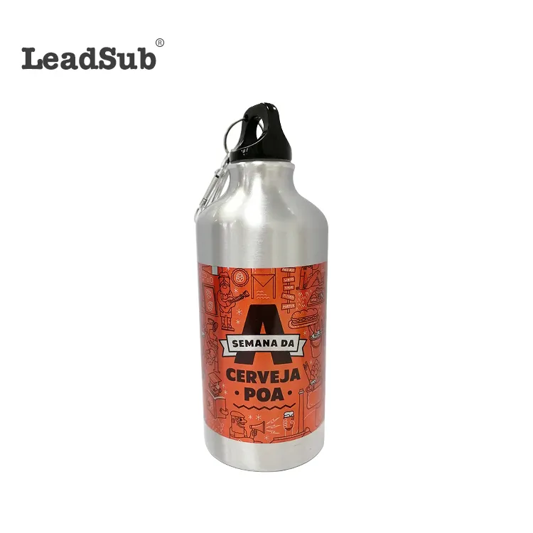 500ml Hiking Bicycle Sport Water Bottle Sublimation Aluminum Bottle With Carabiner Lid Customized For Sport Outdoor