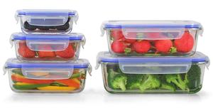 Ikoo-Paquete de contenedores de cocina de vidrio Rectangular, almacenamiento de alimentos de vidrio con tapas de pp, 5 piezas - Product Image 2