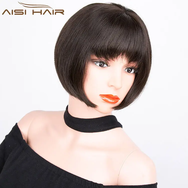 Aisi hair peruca de cabelo borgonha 8 polegadas, cheia bob, penteado curto para mulheres negras