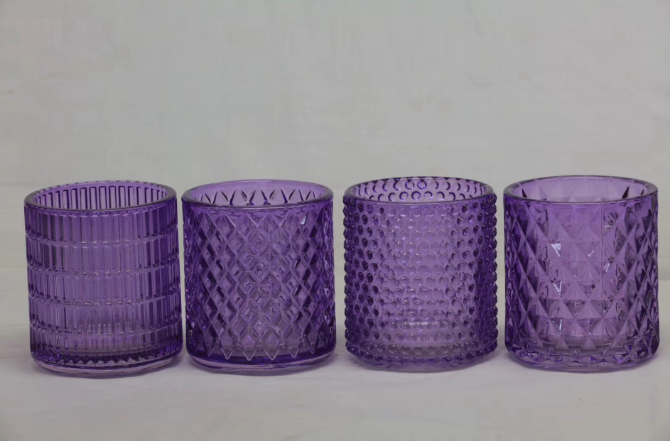 Home Decor new design embossed glass candle jar glass candle holder