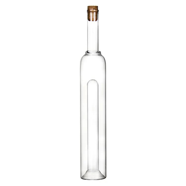 Cam içecek şişeleri toptan 16oz/750ml antika yeşil cam likör şişesi/benzersiz şekli cam likör şişesi