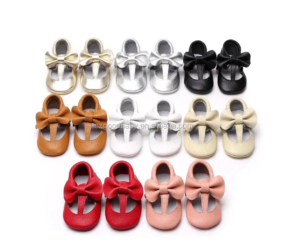 spring wholesale fancy adult baby shoes leather baby bow shoes prewalker t-bar baby shoes