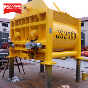 RCC อุปกรณ์การผลิต JS2000 Twin-เพลาผสมคอนกรีตที่มีประสิทธิภาพน้ำระบบทำความสะอาดสำหรับขาย
