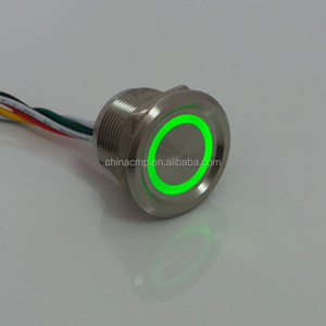 Sigillato, Lunga Vita, 12v <span class=keywords><strong>led</strong></span> Verde Illuminato metallo Anti-vandalo Piezo Interruttori (coperto impermeabile in linea interruttore di pulsante)
