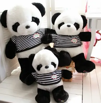 55cm 80cm 100cm wholesale cute plush giant soft panda toy bear with T-shirt Valentine gifts