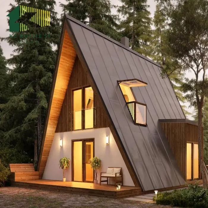 Novo estilo triângulo prefab villa hotel resort de férias bonito projeto da casa na árvore de madeira